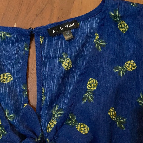 Pineapple print navy romper - Picture 2 of 3